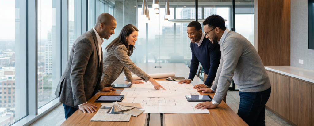 designer team office collaboration